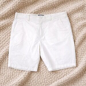 Express Shorts Classic Fit White Linen Cotton Blend Summer Casual Size 36